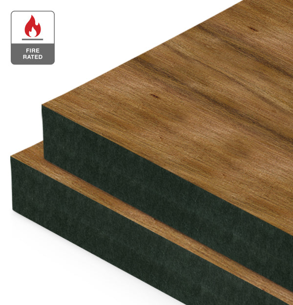 Blackwood Veneer Crown Cut on Fire Rated Black MDF