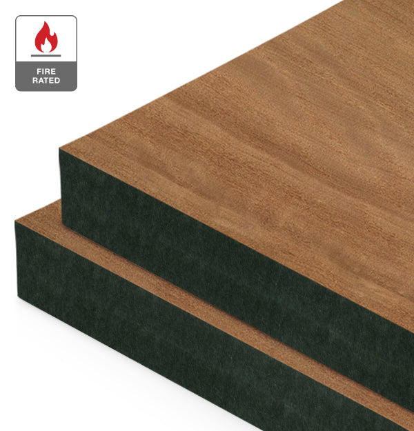 Brushbox Veneer Quarter Cut on Fire Rated Black MDF