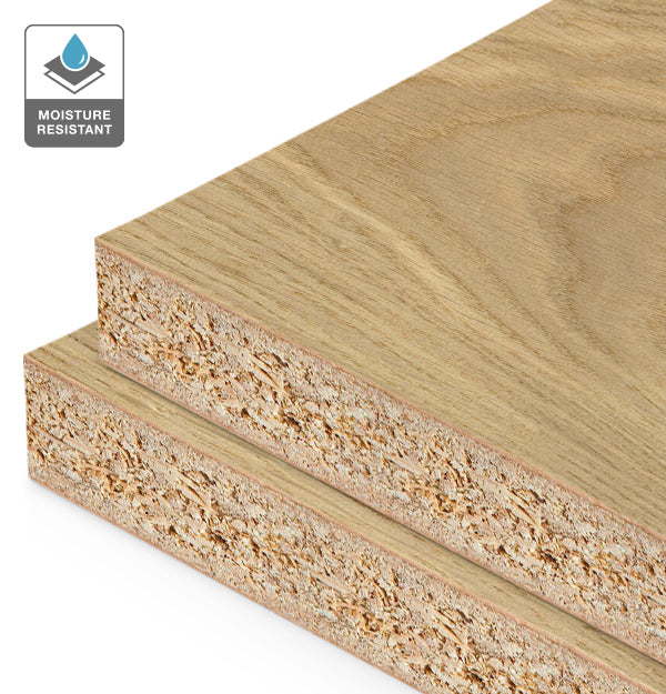 European Oak Veneer Crown Cut on HMR Moisture Resistant Particleboard