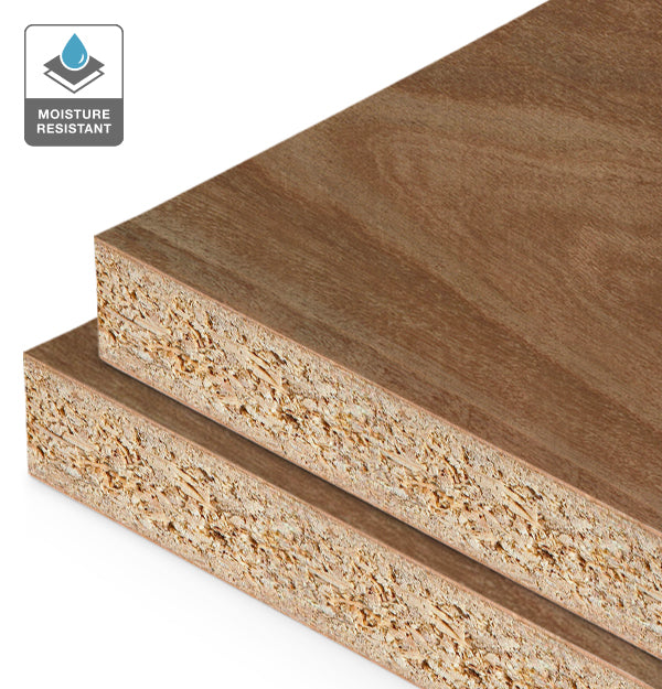 Ironbark Veneer Crown Cut on HMR Moisture Resistant Particleboard