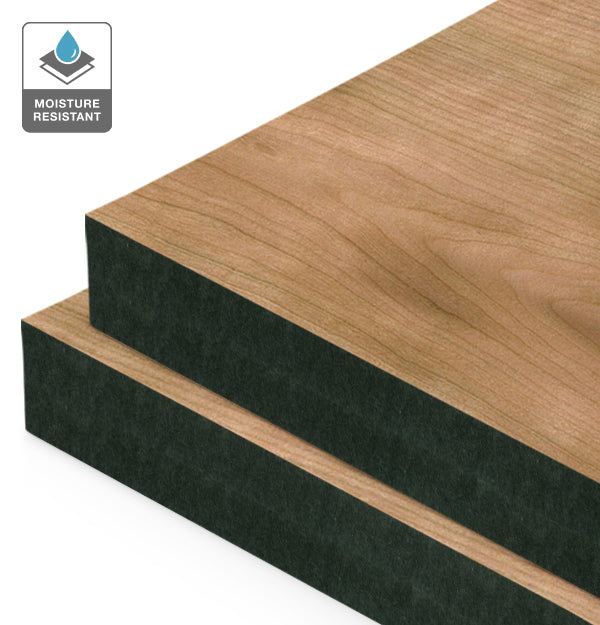 American Cherry Veneer Crown Cut on Black Moisture Resistant MDF