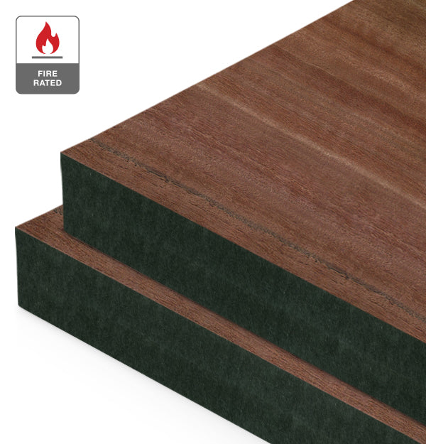 Red Gum Veneer Quarter Cut on Fire Rated Black MDF