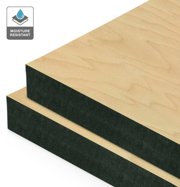 Rock Maple Veneer Crown Cut on Black Moisture Resistant MDF