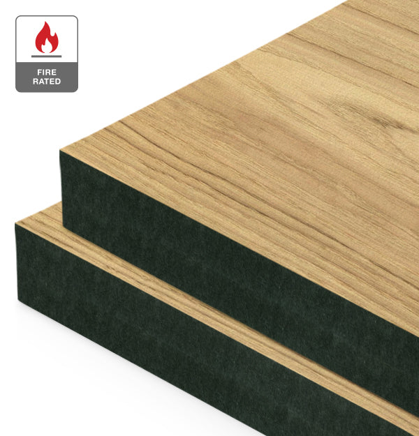 American Oak Veneer Crown Cut on Fire Rated Black MDF