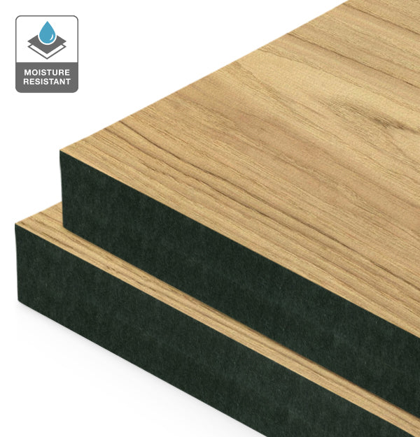 American Oak Veneer Crown Cut on Black Moisture Resistant MDF