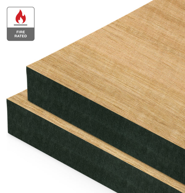 Tasmanian Oak Veneer Quarter Cut on Fire Rated Black MDF