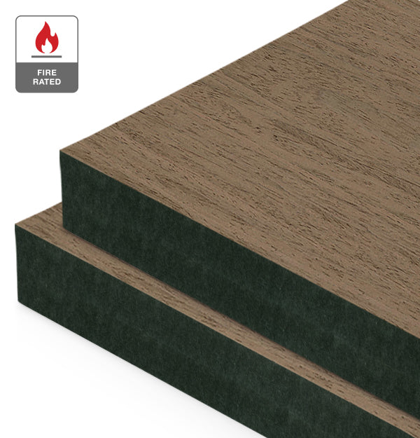 Corsican Walnut Reconstituted Veneer on Fire Rated Black MDF