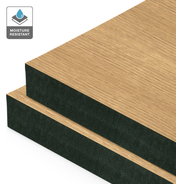 American Oak Veneer Quarter Cut on Black Moisture Resistant MDF