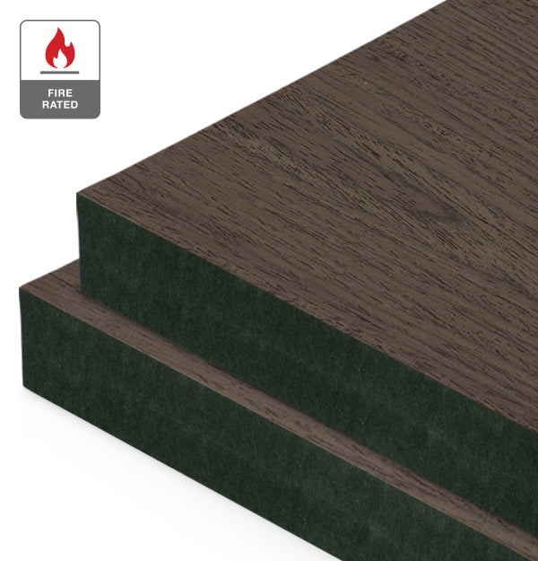 Intense Cocoa Reconstituted Veneer on Fire Rated Black MDF