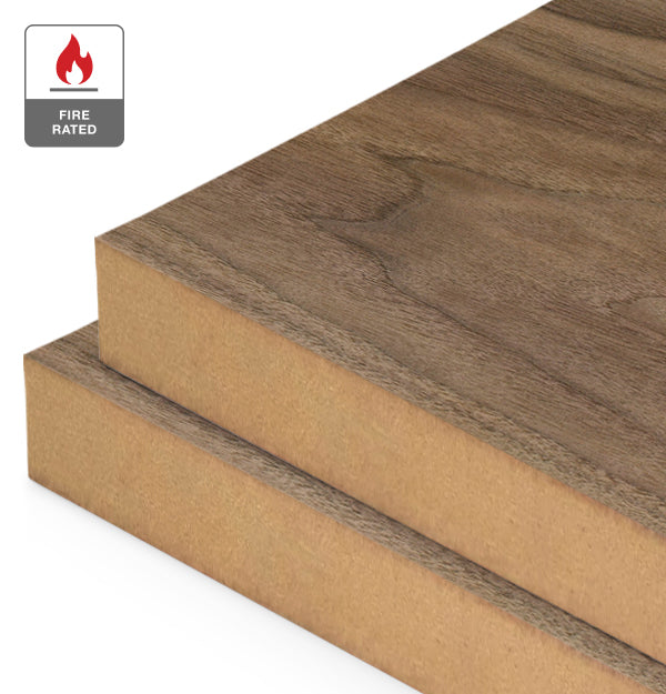 American Walnut Veneer Crown Cut on Fire Rated MDF