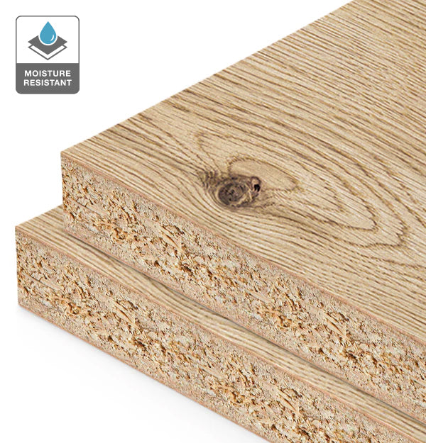 Rustic Oak Veneer Natural Grade on HMR Moisture Resistant Particleboard