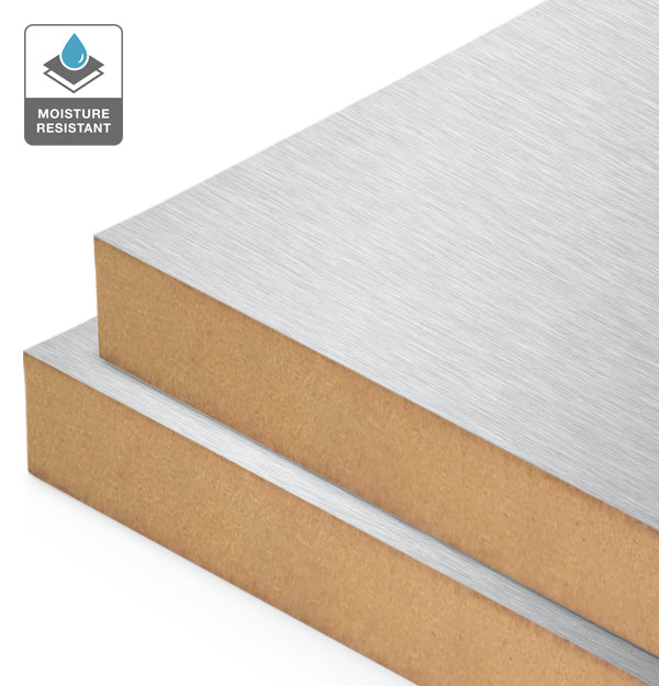 Brushed Aluminium Laminate on Moisture Resistant MDF – Bord Products