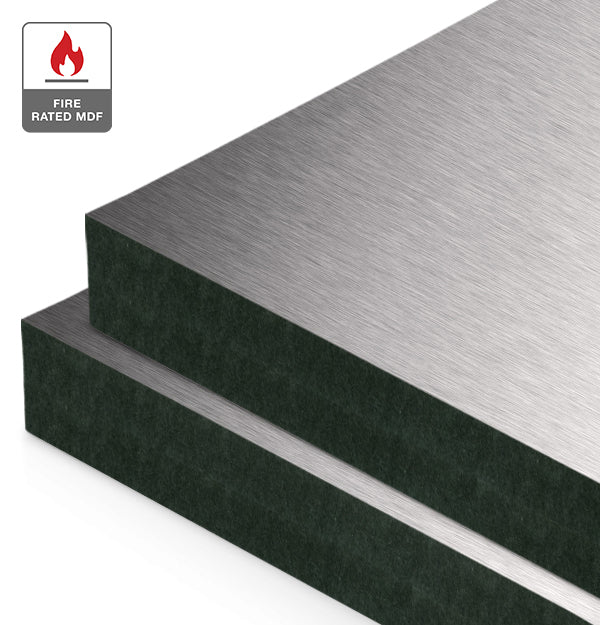 Stainless Steel Laminate on Fire Rated Black MDF