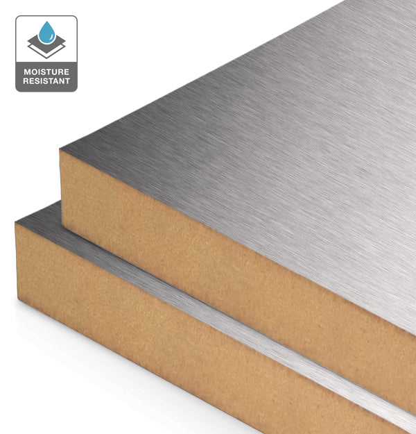 Stainless Steel Laminate on Moisture Resistant MDF