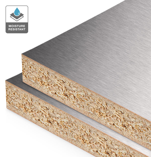 Stainless Steel Laminate on HMR Moisture Resistant Particleboard