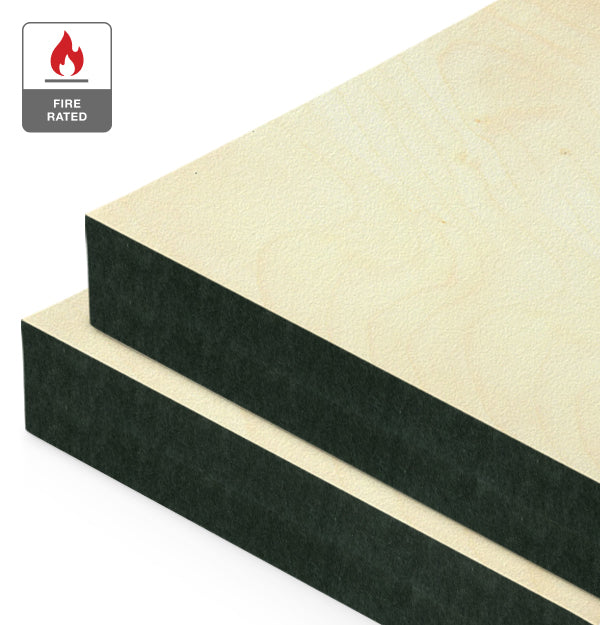 Birch Veneer Rotary Cut on Fire Rated Black MDF