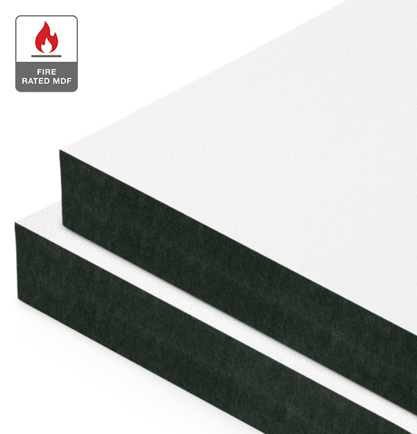 White Liner Laminate on Fire Rated Black MDF