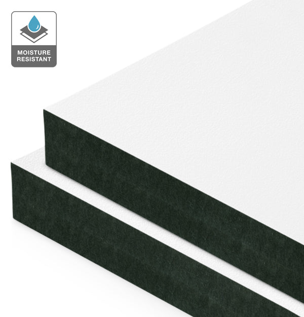 White Liner Laminate on Black Moisture Resistant MDF – Bord Products